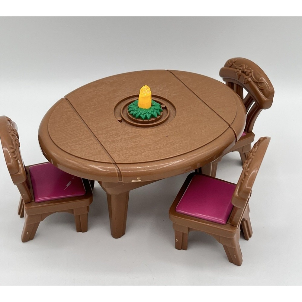 Vintage 1999 Fisher-Price Loving Family Light Up Dining Table & 3 Chairs